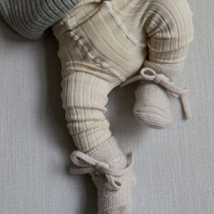 Adorable Cream Knit Baby Booties